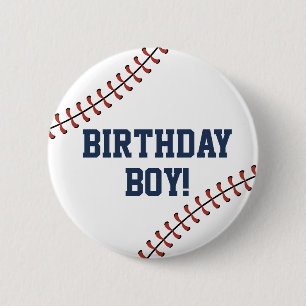 Americana Navy & Rot Baseball Geburtstagsjunge/-mä Button