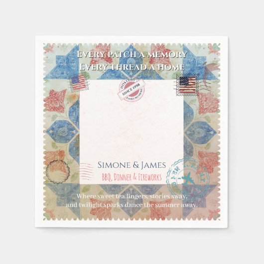 Americana Patchwork Erinnerungsrahmen Partydekorat Serviette (Vorderseite)