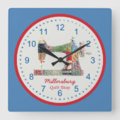 Americana Patchwork Sewing Machine Wall Clock Quadratische Wanduhr (Vorderseite)