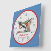 Americana Patchwork Sewing Machine Wall Clock Quadratische Wanduhr (Winkel)