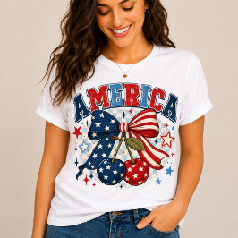 Americana Patriotic Cherries & Bow T-Shirt | Cute Tri-Blend Shirt