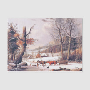 Americana Pferdeschlitten Farmhaus Schnee Seidenpa Seidenpapier