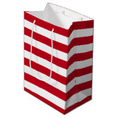 Americana Red And White Stripes Mittlere Geschenktüte (Vorderseite Schrägansicht)