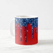 Americana Red Blue Glitter Drip Kaffeetasse (Vorderseite Links)