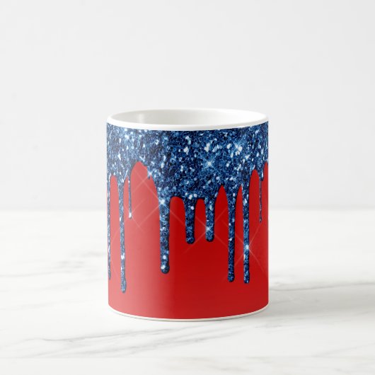 Americana Red Blue Glitter Drip Kaffeetasse (Mittel)