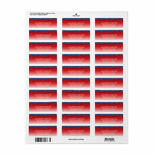 Americana Red Blue Glitter Drip Return Address (Vorne)