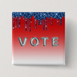 Americana Red Blue Glitter Drip Vote Button