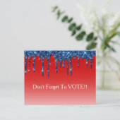 Americana Red Blue Glitter Drip Vote Reminder Postkarte (Stehend Vorderseite)