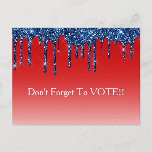 Americana Red Blue Glitter Drip Vote Reminder Postkarte (Vorderseite)