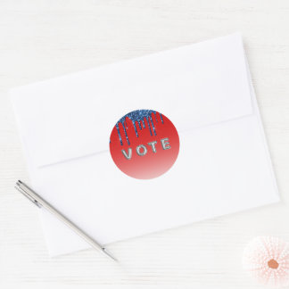 Americana Red Blue Glitter Drip Vote Runder Aufkleber