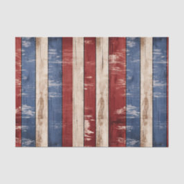 Americana Red White Blue Patriotic Imitats Wood Seidenpapier