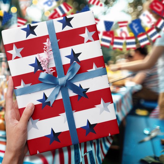 Americana Red White Blue Stars And Stripes Geschenkpapier