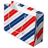 Americana Red White Blue Stars & Stripes Große Geschenktüte (Vorderseite Schrägansicht)