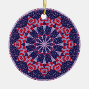 Americana Red, White und Blue Mandala Keramikornament