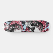 Americana Rose Skulls Skate Deck. Skateboard (Horizontal)