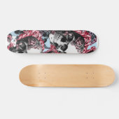Americana Rose Skulls Skate Deck. Skateboard (Horizontal)
