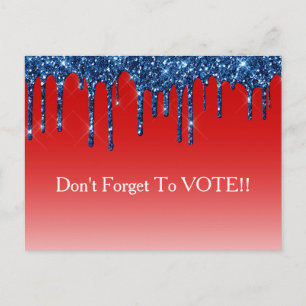 Americana Rot Blau Glitter-Tropf Wahl-Erinnerung Postkarte