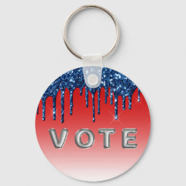 Americana Rot Blau Glitter-Tropfen Abstimmung Schlüsselanhänger