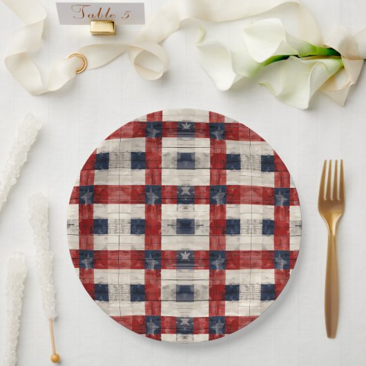 Americana Rot Weiß Blau Papierplatten Pappteller (Hochzeit)