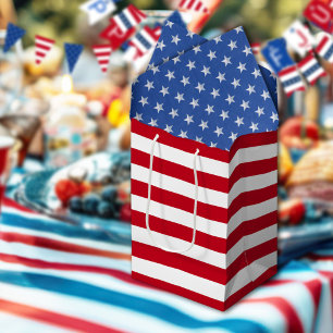 Americana Rot-Weiß-Gestreift Mittlere Geschenktüte