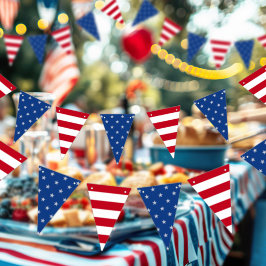 Americana Stars And Stripes Red White Blue Flag Wimpelkette