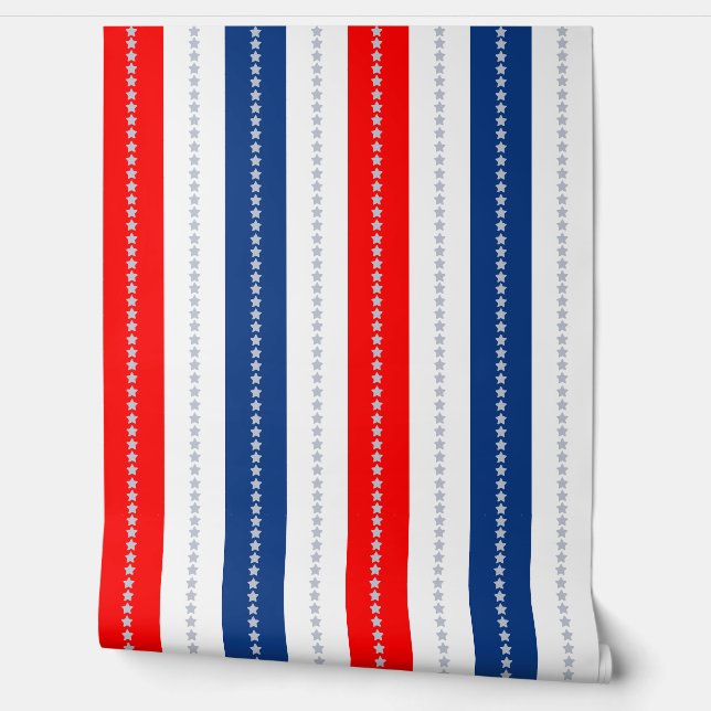 Americana Stars & Stripes Three Inch Wide Stripes Tapete (Abrollen)