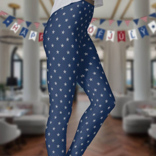 Americana Sterne mit Silbersternen auf Marineblau Leggings