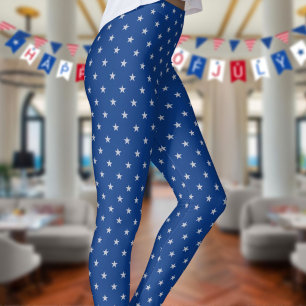 Americana Sternenbesäte Silbersterne auf Navy 3 Leggings
