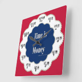 Americana Time is Money Clock Quadratische Wanduhr (Winkel)