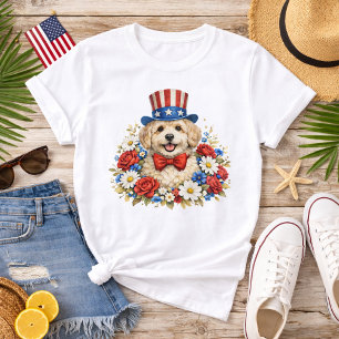 Americana-Welpen-Illustration T-Shirt