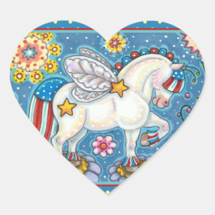 AMERICANA WHIMSYNICKER PATRIOTIC PONY Niedlich Fan Herz-Aufkleber
