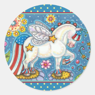 AMERICANA WHIMSYNICKER PATRIOTIC PONY Niedlich Fan Runder Aufkleber