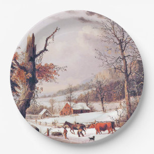 AmericanaAnsammlungs-hölzerner Schnee-Papierplatt Pappteller