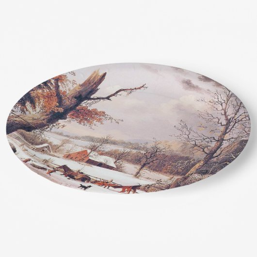 AmericanaAnsammlungs-hölzerner Schnee-Papierplatte Pappteller (Schrägansicht)