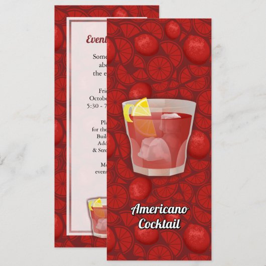 Americano Cocktail Einladung (Vorne/Hinten)