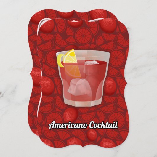 Americano Cocktail Einladung (Vorne/Hinten)