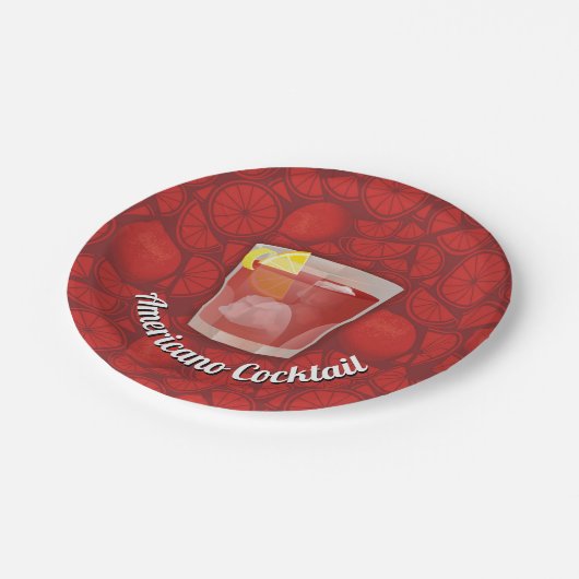 Americano-Cocktail Pappteller (Schrägansicht)