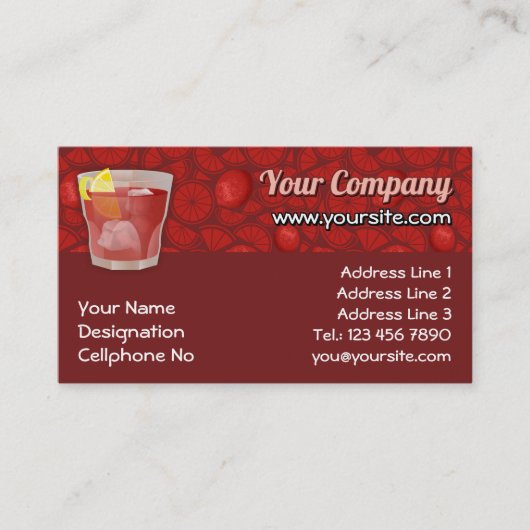 Americano-Cocktail Visitenkarte (Vorderseite)