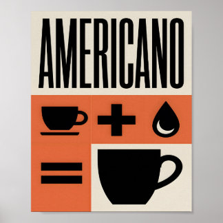 Americano Kaffee Formel Minimalist Orange Poster