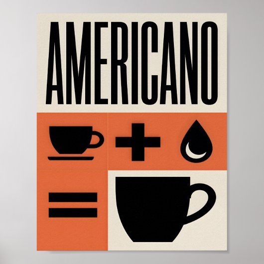 Americano Kaffee Formel Minimalist Orange Poster (Vorne)