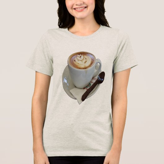 Americano Kaffee mit Tulpendesign und Schokolade Tri-Blend Shirt (Vorderseite)