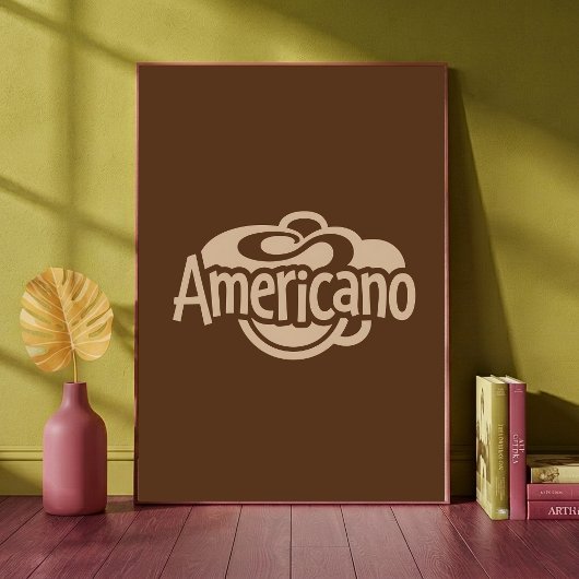 Americano Retro-Kaffeetasse Typografische Kunst Ca Poster