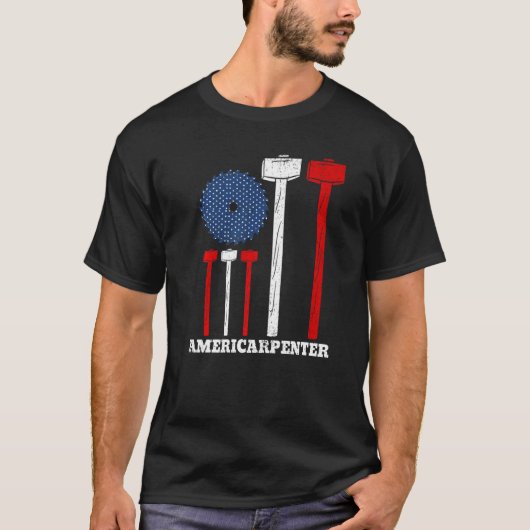 Americarpenter 4th Of July American Flag Carpenter T-Shirt (Vorderseite)