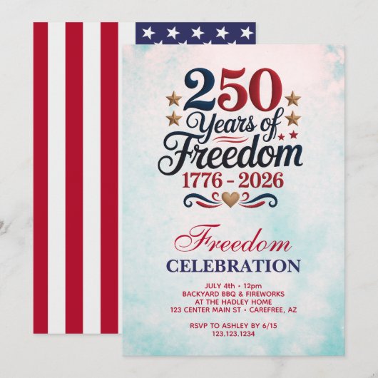 America's 250th Anniversary Party Einladung (Vorne/Hinten)