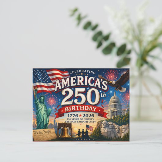 America's 250th Birthday 4th of July Postkarte (Stehend Vorderseite)