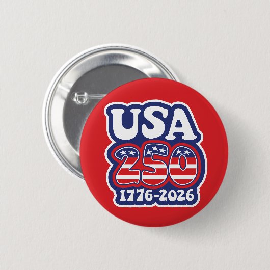 America's 250th Birthday - Groovy USA 250 Button (Vorne & Hinten)