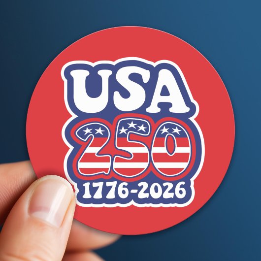 America's 250th Birthday - Groovy USA 250 Runder Aufkleber
