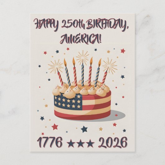 America's Big 250th Birthday Party Invite Postcard Postkarte (Vorderseite)