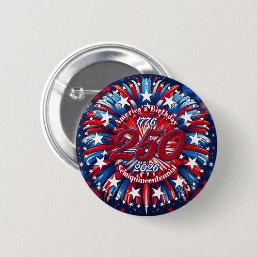 America's Birthday Semiquin RWB Graphic Fireworks Button (Vorne & Hinten)