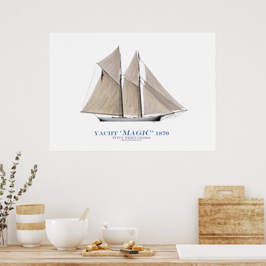 americas cup yacht 'magic' 1870, tony fernandes poster (Küche)